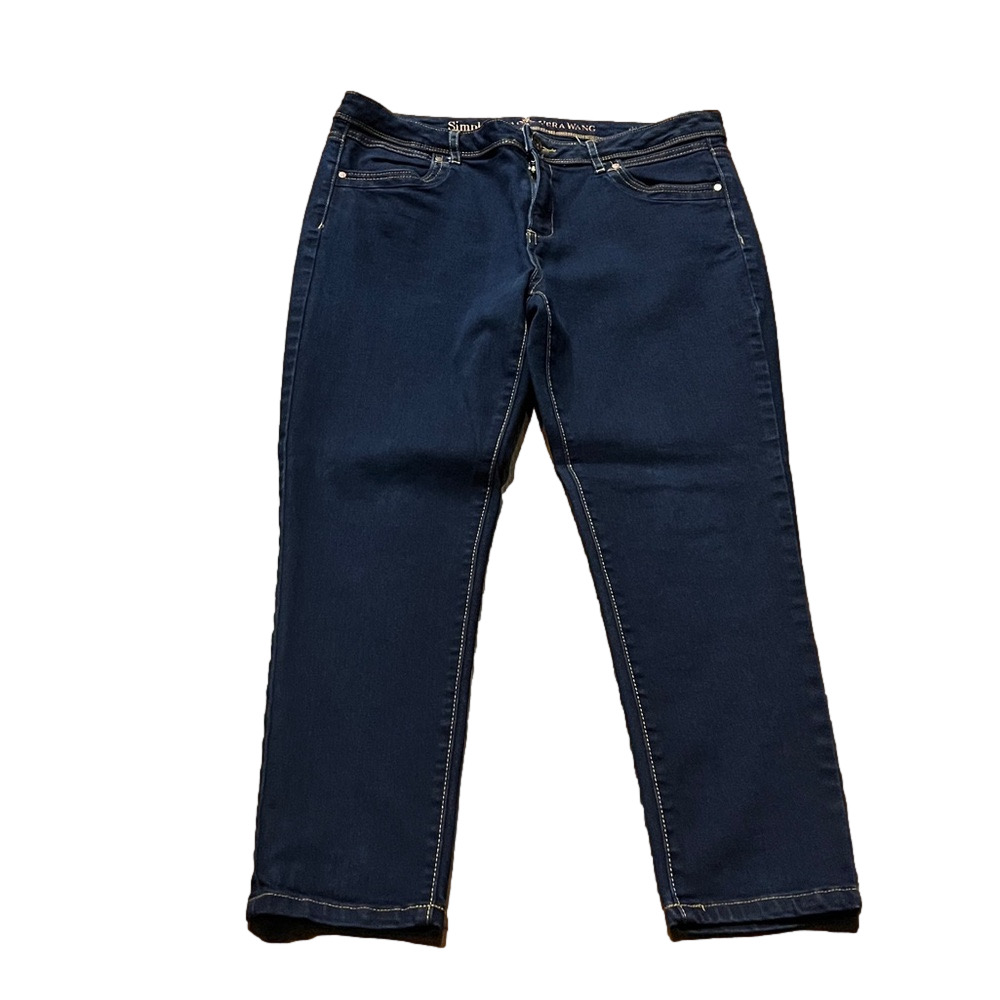 Vera Wang Simply Vera Dark Blue Skinny Ankle Jeans - Picture 2 of 8